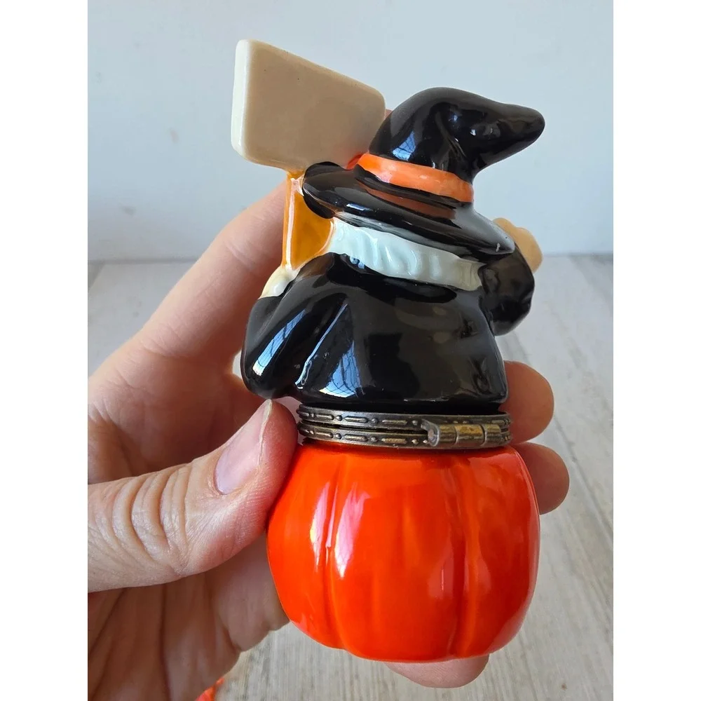 Vintage Greenbrier witch pumpkin trinket box Halloween village‎ decor Jack